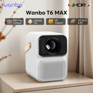 Wanbo T6 MAX 4K 1080P Android 9.0 Mini 650ANSI Lumens 2+16G 5G Wifi BT5.0 Projector AI Voice Home Theater