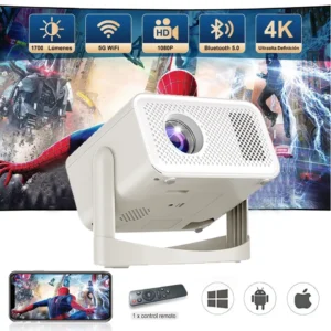 FXTech Home Portable Projector 4K 650ANSI L018 Native 1080P Auto Focus Keystone Correction Android11 WIFI6 360 degreHome Cinema