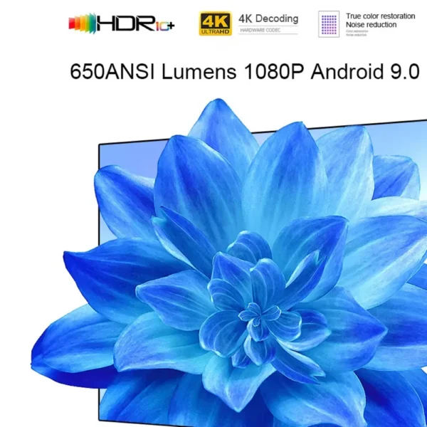 Wanbo T6 MAX 4K 1080P Android 9.0 Mini 650ANSI Lumens 2+16G 5G Wifi BT5.0 Projector AI Voice Home Theater - Image 3