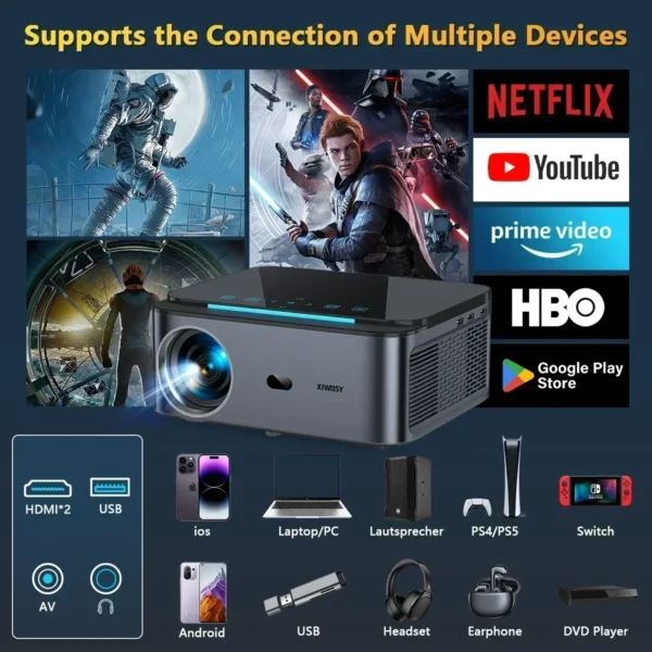 XIWBSY 8k Smart Projector AutoFocus Portable Projector 4K with WIFI Bluetooth 1080P Home Movie Theater Beamer Outdoor Proyector - Image 5